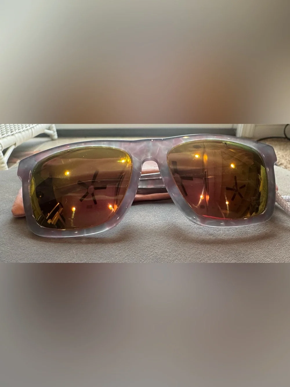 Women's Mirrored Lens Square Sunglasses - Pink/Purple Frame